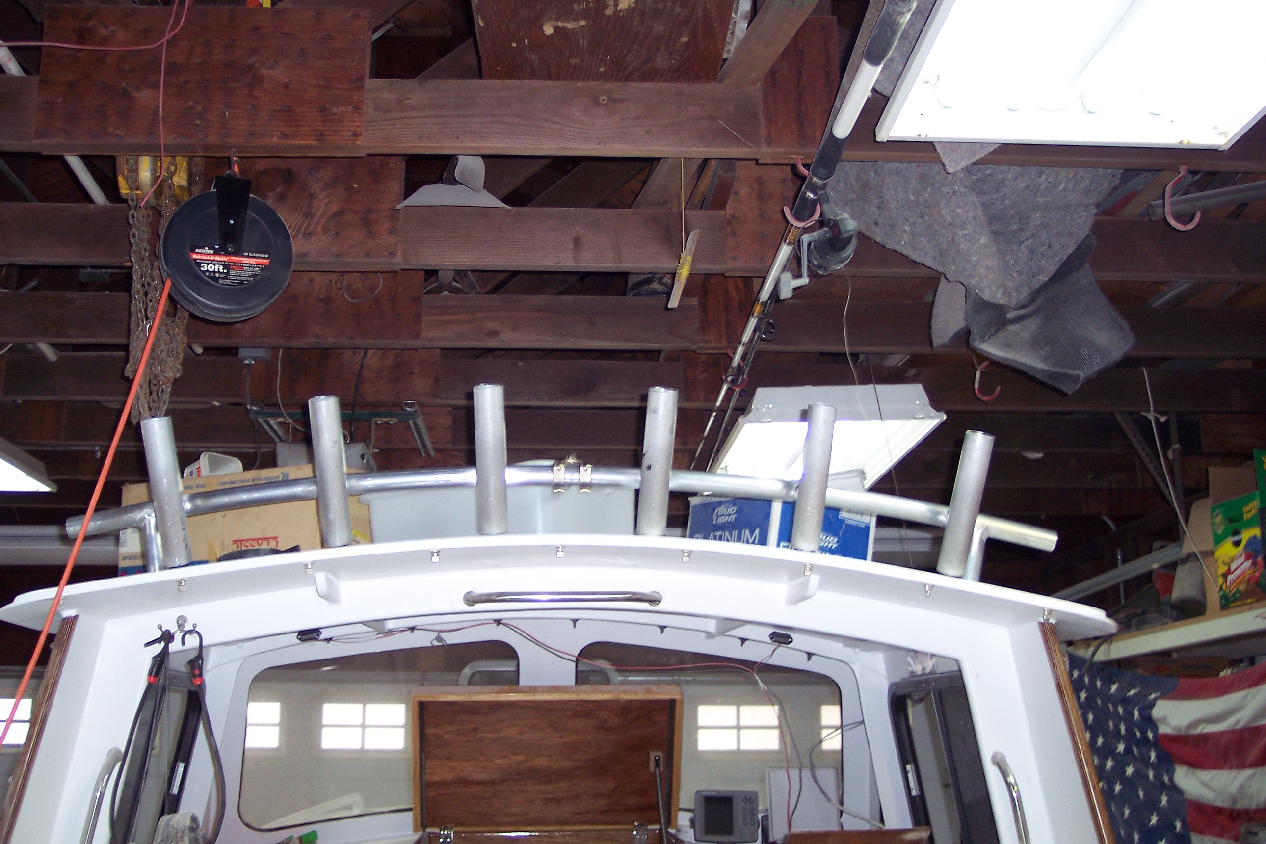Rod holders installed on cabin top