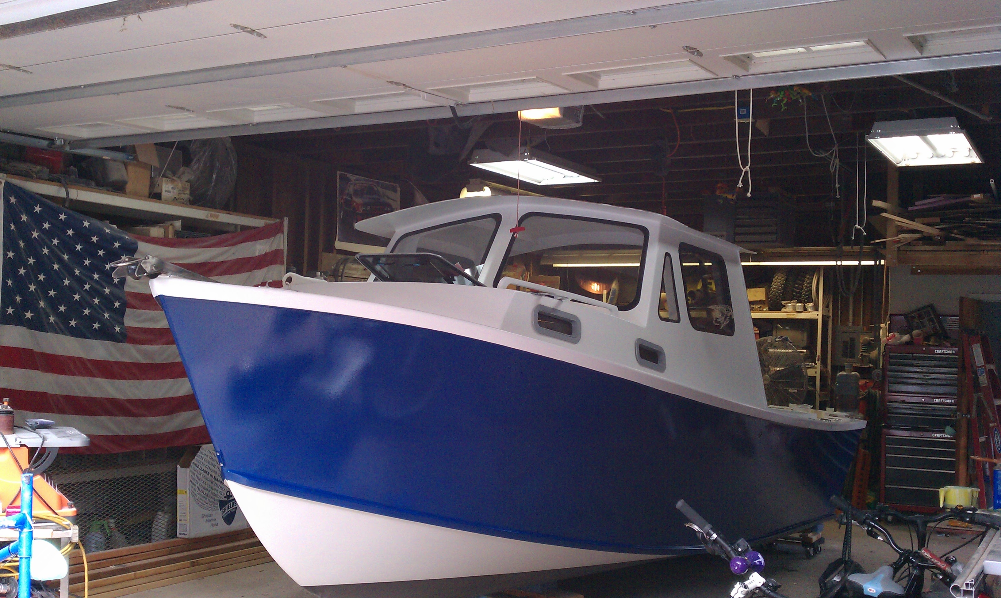Finished J-Marie in blue and white in the garage
