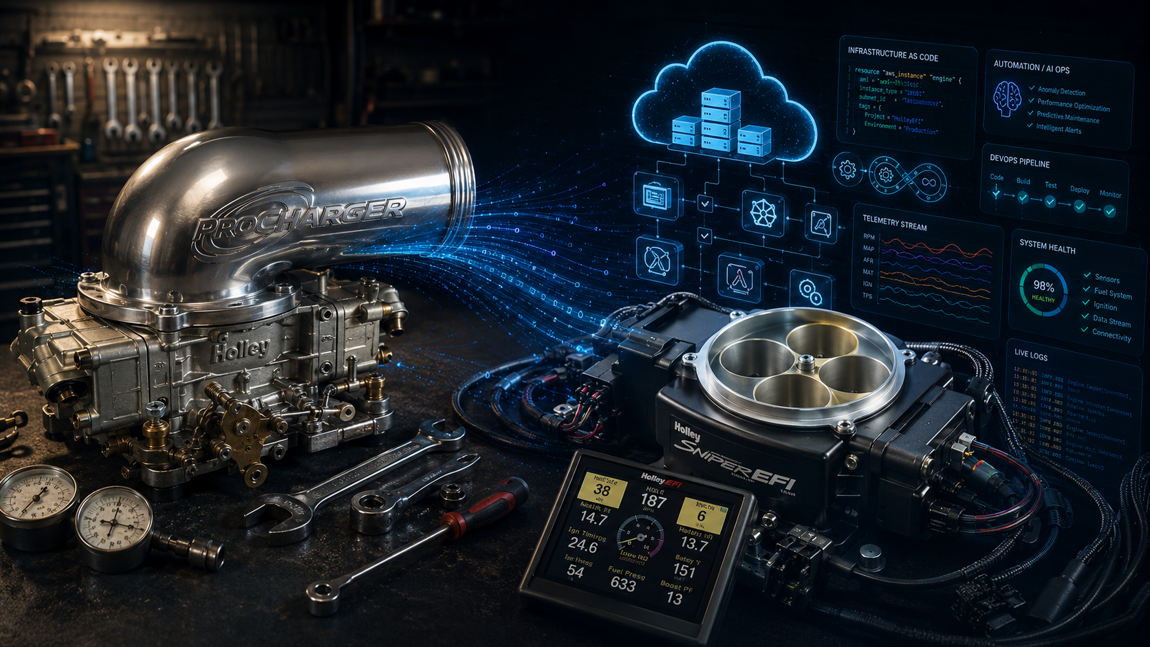 Lane Palmer blog hero artwork for From Carburetors to Code