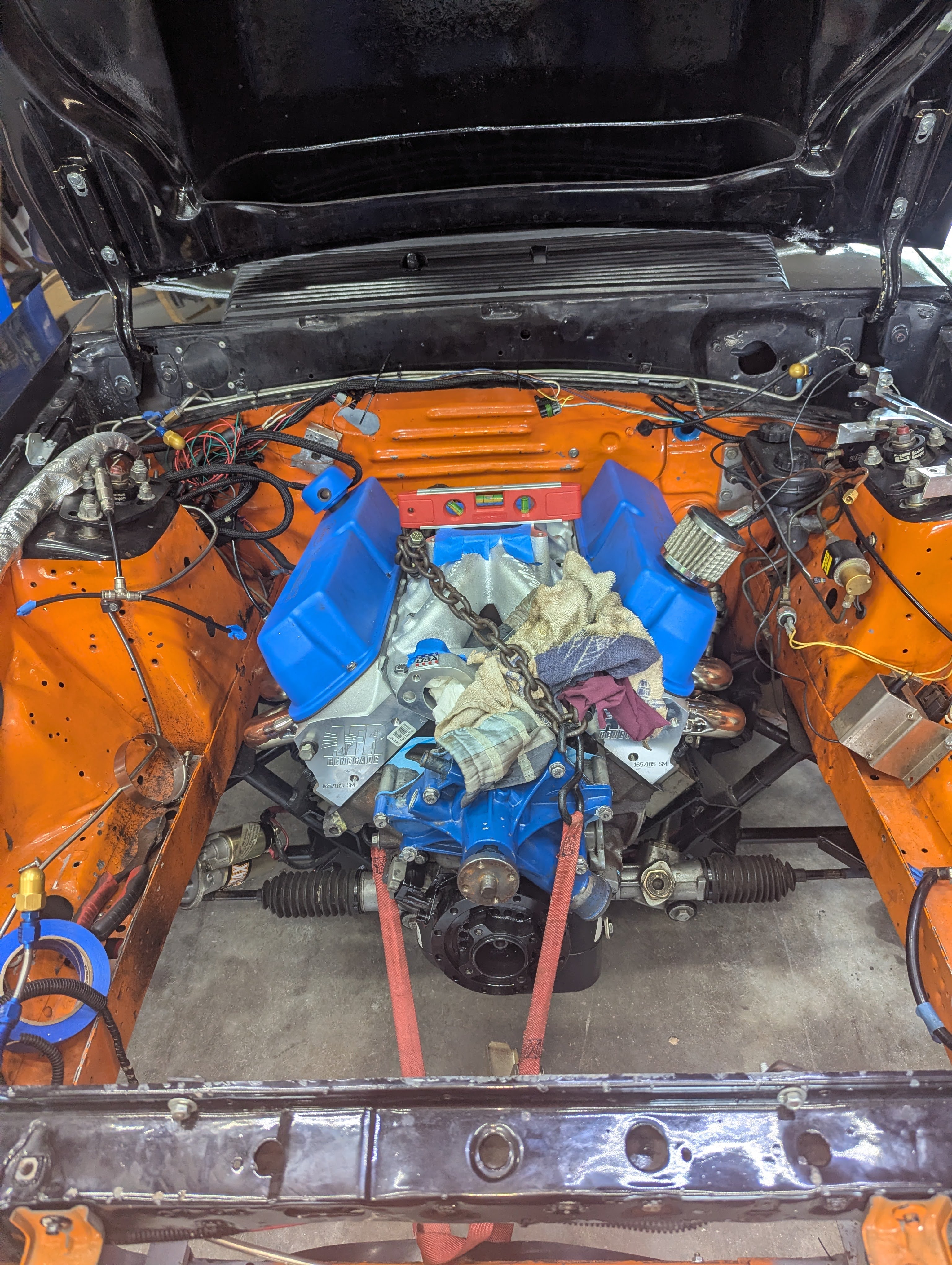 Engine dropped into the orange 88 bay