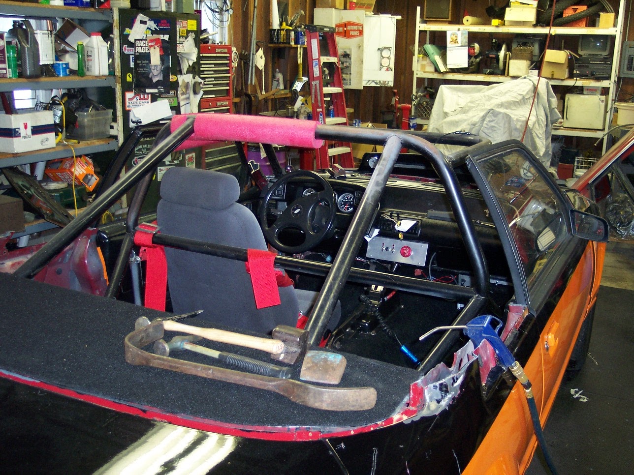 Interior exposed with roof removed, cage bare