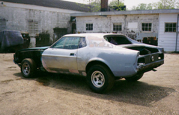 The 1973 Grande stripped to bare metal during bodywork